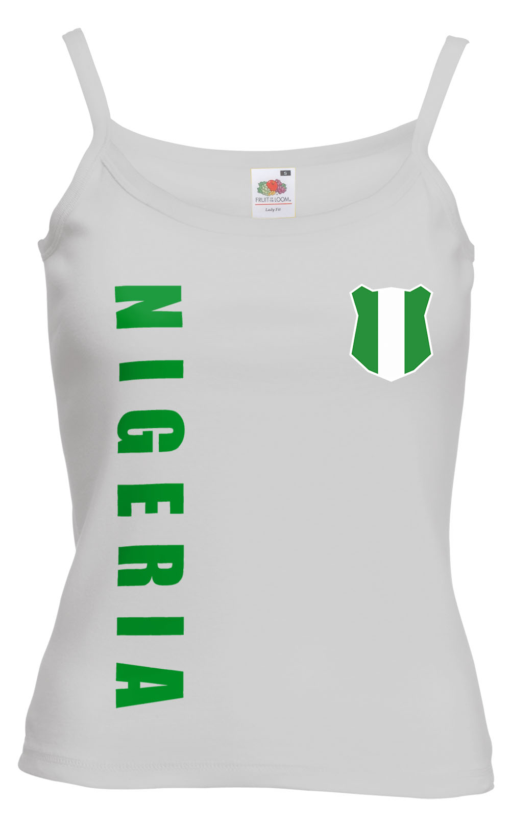 Nigeria WM 2018 Damen Spaghetti T-Shirt Top Trikot Name Nummer Fussball Team Nat 