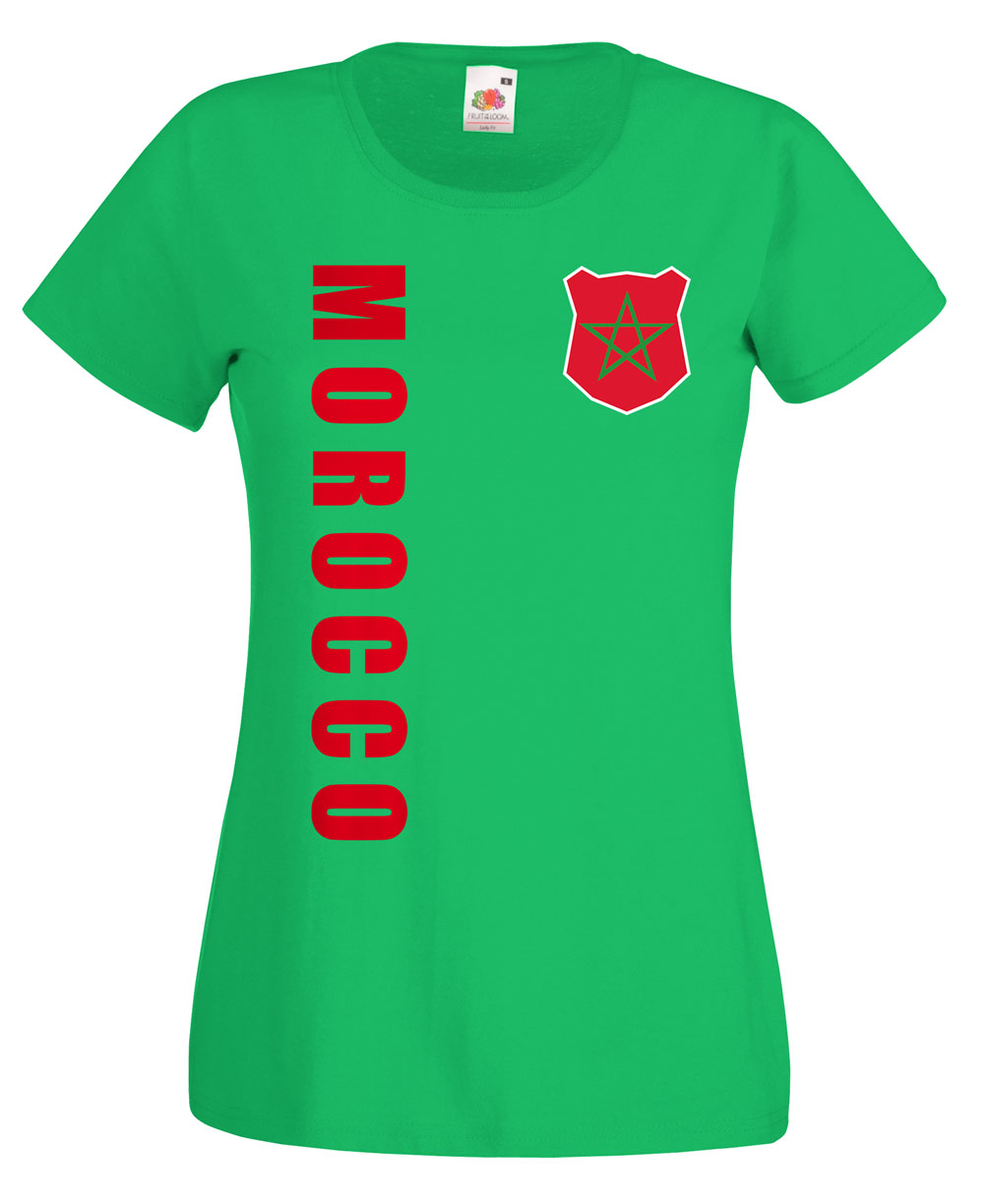 Marokko Morocco WM 2018 Damen Spaghetti T-Shirt Top Trikot Name Nummer Fussball 